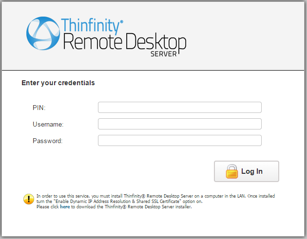 ThinRDP Server HTML5, Web-based RDP desktop remote pin access shared ssl